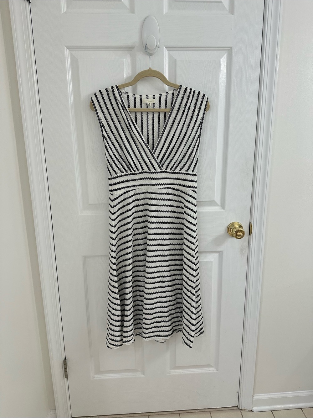 Max Studio Black and White Striped Midi Dress